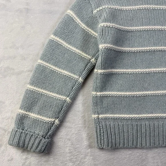 Garnet Hill 100% Recycled Cashmere Turtleneck Sweater Women's XS Blue Striped - Picture 12 of 13